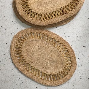Set of 6 vintage boho straw woven placemats